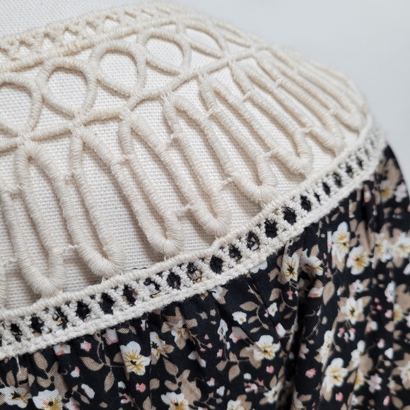 Luxe Apothetique Boho Floral Crochet Collar Tie Top S - Picture 8 of 10